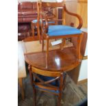 Two Beechwood table 'D' ends and an extra leaf and six dining chairs