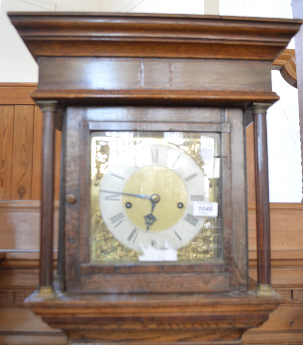 A 19th Century Oak and Mahogany cross banded longcase clock with silvered chapter ring and brass - Image 2 of 2