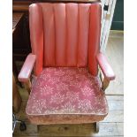 A 1920's upholstered rocking chair and a clothes airer