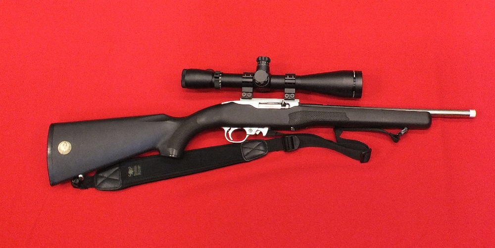 A .22 R/F Ruger 10-22 carbine with synthetic stock s/no. 24260398.