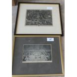 Two 18th Century cockfighting prints, Cockpit Royal 1790 Hogarth,