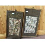 Two frames of cigarette cards