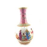 A modern Chinese porcelain figure and floral painted vase,