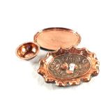 A small Hugh Wallis oval Copper tray and small Copper bowl,