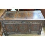 An 18th Century Oak carved front coffer