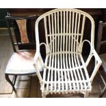 A cane seat steamer chair,
