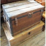 A Victorian pine box and a cabin trunk