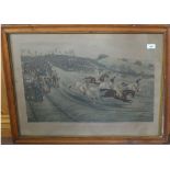 A 19th Century Chas Hunt coloured print of Northampton Grand National Steeplechase, 1840,