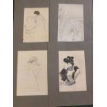 Jacques Villon (1875-1963), four pencil drawings of male and female figures,