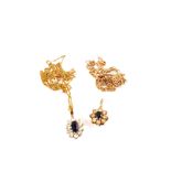 Two 9ct Gold Sapphire and white stone set pendants,