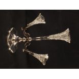 A Mappin & Webb Silver plated epergne with three cut glass trumpets