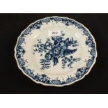 An 18th Century Worcester floral blue and white plate