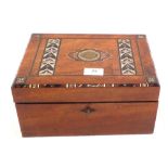 A 19th Century Mahogany Mother of Pearl and bone inlaid jewellery box