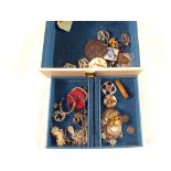 A jewellery box containing Silver and costume jewellery