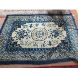 A Chinese blue ground rug,