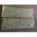 A pair of silk and gold thread floral pictures,