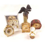 A 19th Century French Onyx and metal eagle on column plus five small clocks