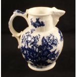 A Coalport blue and white floral jug (cracked handle)