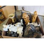 Various figures and figurines plus china