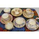 Various Copeland Garrett cups and saucers (two trays)