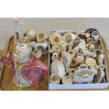 Various crested and Royal commemorative china and a Mr Pickwick teapot (two trays)