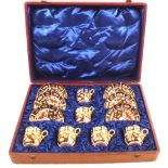 A cased Royal Crown Derby Japan pattern coffee set