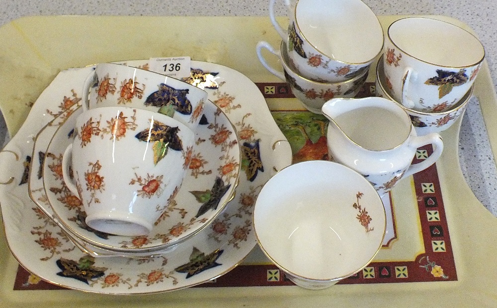 An Edwardian fern and floral tea set