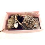 Various Silver and white metal jewellery etc plus a watch marked Radley