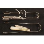 Two pairs of Georgian Silver tongs,