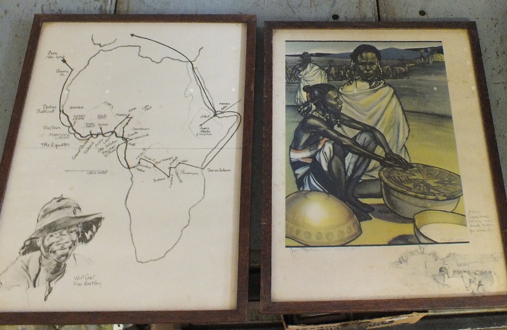 Twelve framed and glazed African prints of various subjects - Image 2 of 2