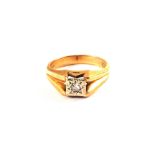 A 9ct Gold gents Diamond solitaire ring,