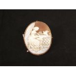 A Gold marked cameo brooch