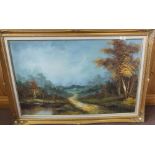 Two gilt framed landscape oils on canvas,