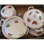 A Bishop & Stonier blue and white dinner set plus various vegetable decorated china