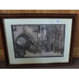 An Anton Pieck relief Dickensian print and other pictures