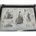 Four coloured Cruickshank caricature prints, 1834,