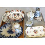 Amhurst and other Victorian plates and china including a small porcelain doll (two trays)