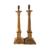 A pair of Brass Corinthian column table lamps