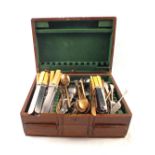 An Oak and Brass bound cutlery box plus one other containing cutlery