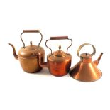 Three Victorian Copper kettles