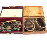 A selection of costume jewellery including Art Deco style bracelets, crucifix pendant,