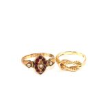 Two 9ct Gold rings one in the form of a looped rope,