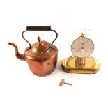 A Victorian Copper kettle and a dome clock
