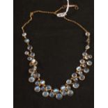 A yellow metal mounted Moonstone cluster necklace (as found)