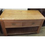 A modern Pine two drawer kitchen work bench