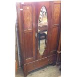 An Edwardian inlaid Mahogany mirror door wardrobe