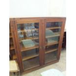 An Edwardian Mahogany glazed two door bookcase and a modern open bookcase