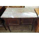 An Edwardian inlaid Mahogany washstand with rouge marble top