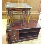 A nest of three Mahogany occasional tables and TV cupboard