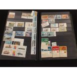 A keep book containing a variety of world stamps of a nautical theme,